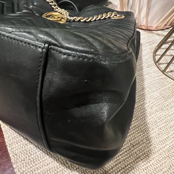 SOLD Gucci black Marmont handbag shoulder bag large chain strap - Picture 12 of 15